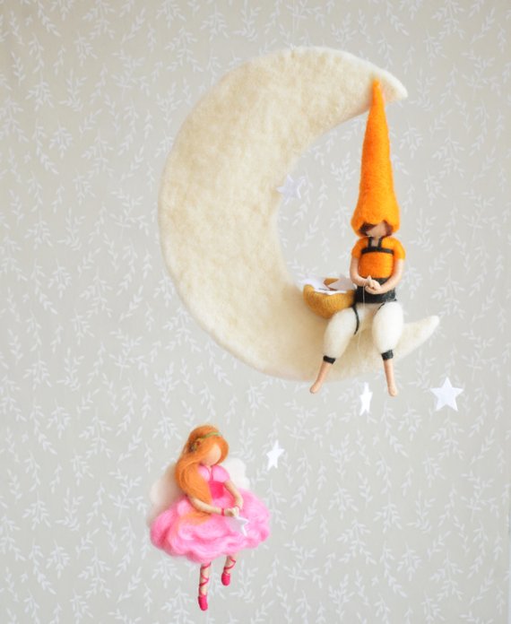 Fairies And Elves Felted Mobile (Orange/Pink)
