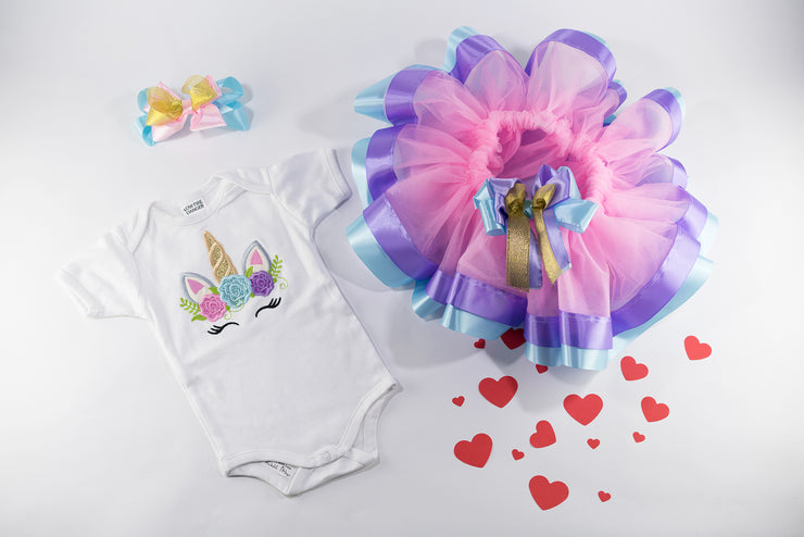 Unicorn Tutu Pink Birthday Outfit For Baby Girls
