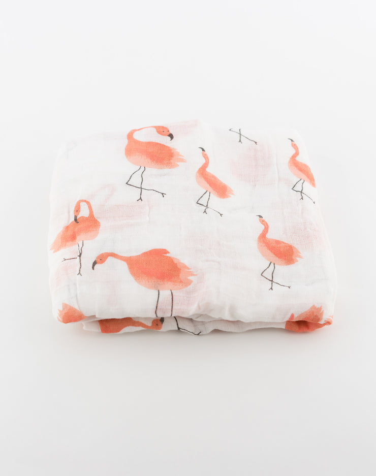 Newborn Baby Muslin / Swaddle / Blanket (Flamingo Print)
