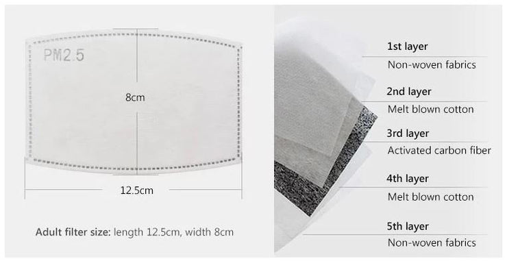 Replacement N95 Filter For Adult Cotton Face Mask -  (6 filters)