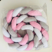 Braided Crib Bumper Tri-Color (White/Pink/Grey) 200cm