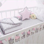 Braided Crib Bumper Tri-Color (White/Pink/Grey) 200cm